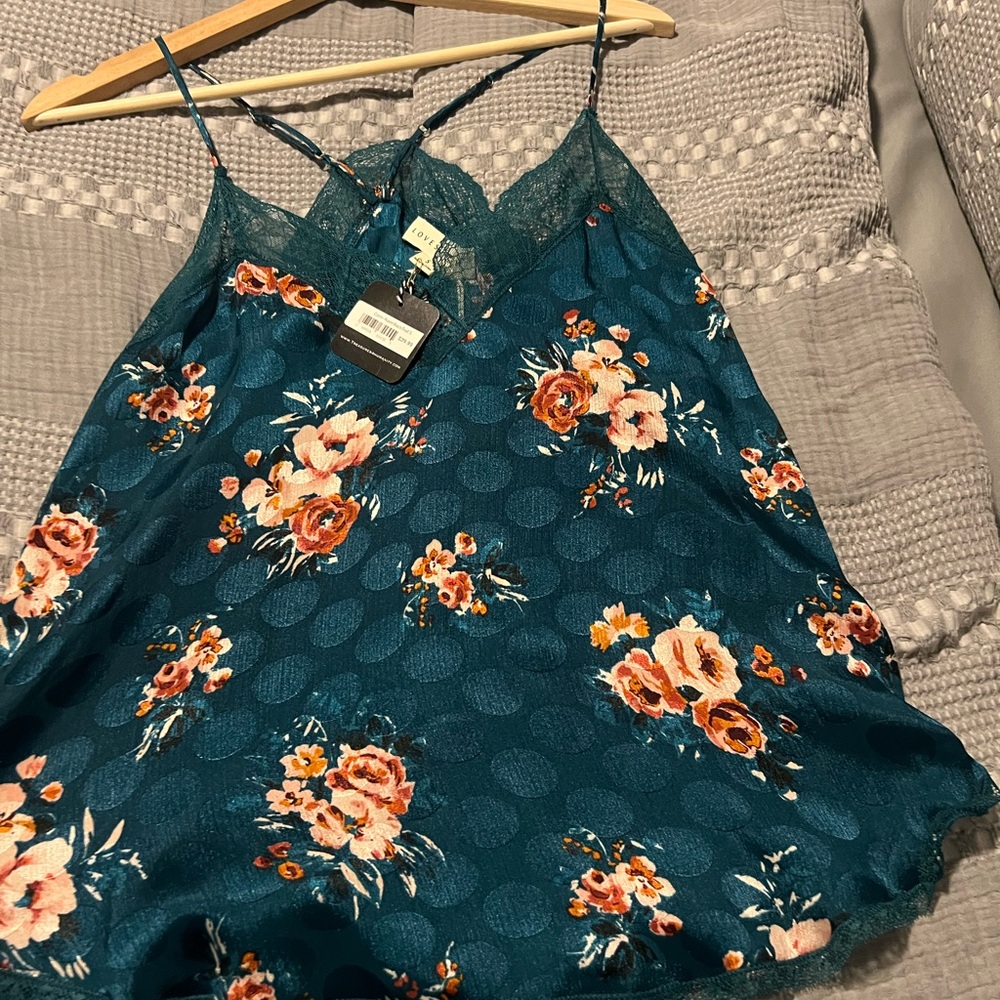 Lovesick Orange and White Lace Floral Camisole